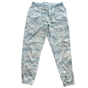 Athleta Farallon Printed Jogger Pants Women's Medium Gray Tie Dye Elastic Waist